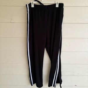 Vintage Track PantsMen's Large Black‎ Y2K Double White Stripes Side Ankle Zips L
